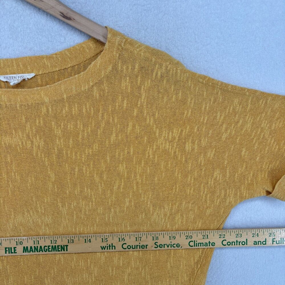 EILEEN FISHER Sweater PP Petite Linen Cotton Top Slub Dolman Sleeve Yellow - Picture 10 of 12